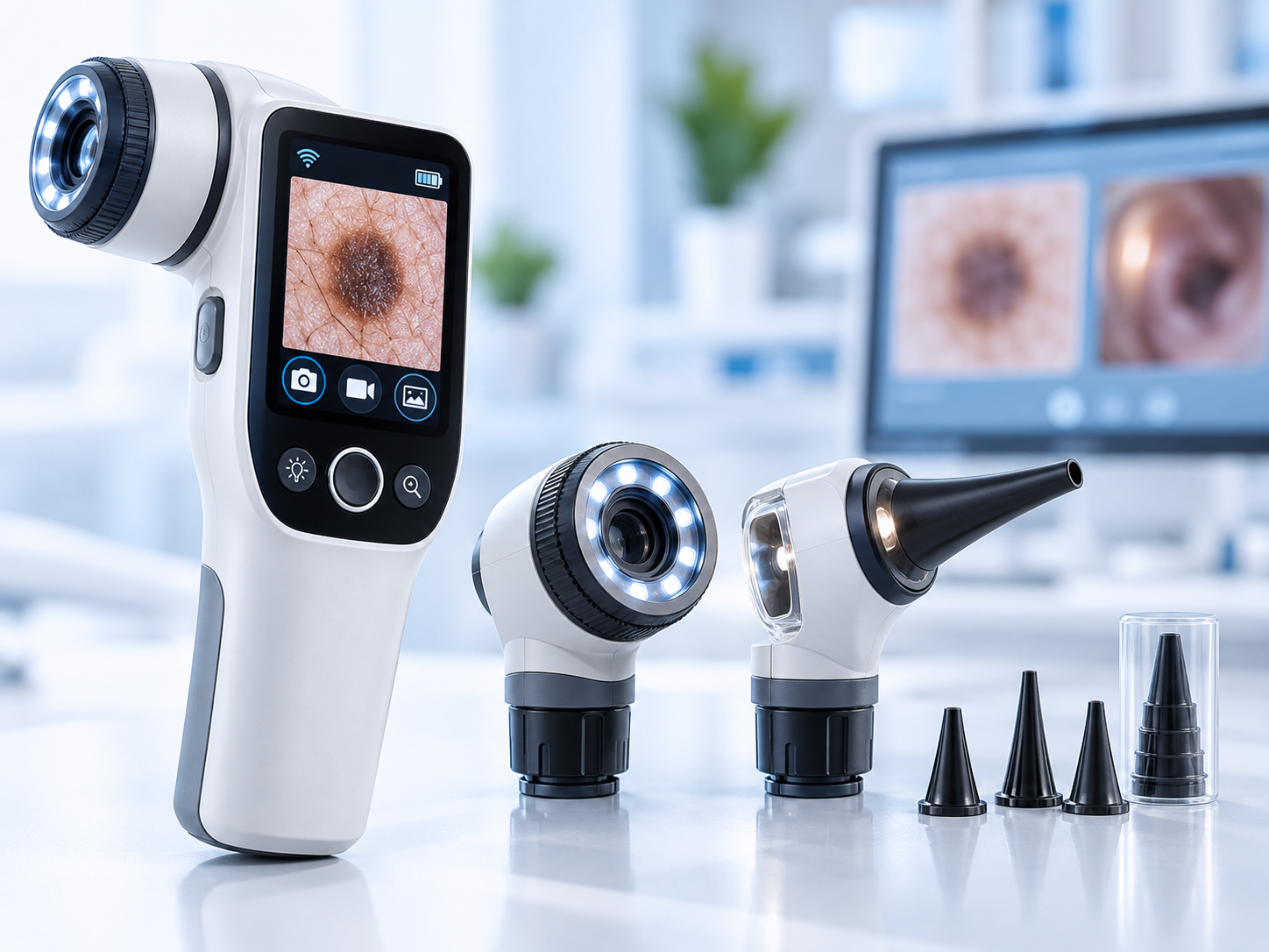 Imagen de referencia de Cámara clínica / dermatoscopio / otoscopio para telesalud