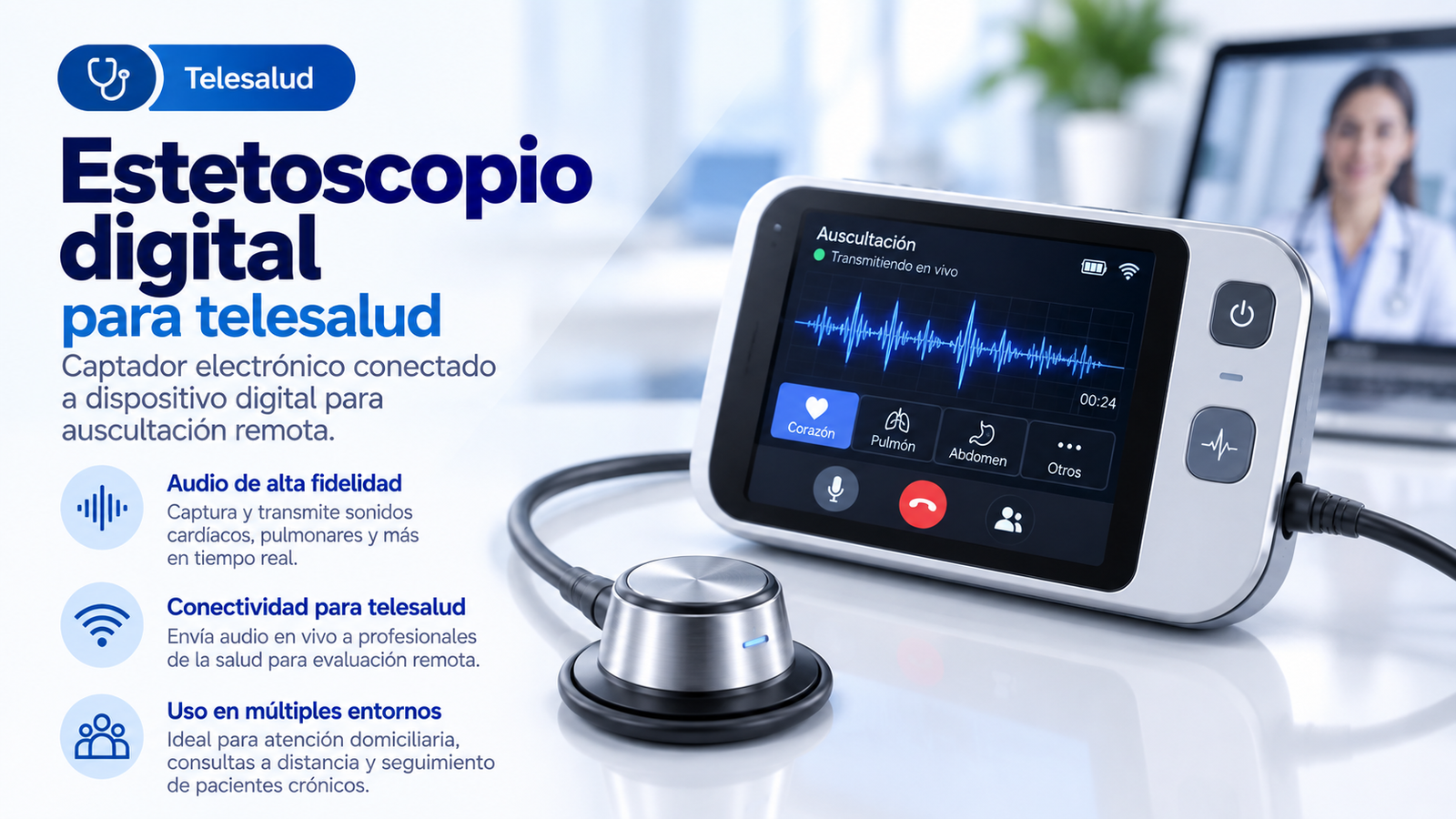 Imagen de referencia de Estetoscopio digital para telesalud
